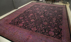 Tebriz Purple Classic Cotton Wool Handmade Area Rug 21'6'' x 24'6''