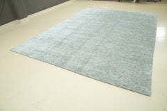 Handmade Area Rug - Classic Blue Tebriz Cotton Wool Vintage Turkish Carpet 9'9''x13'5''
