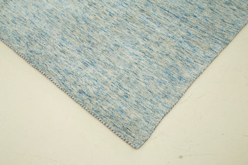 Handmade Area Rug - Classic Blue Tebriz Cotton Wool Vintage Turkish Carpet 9'9''x13'5''