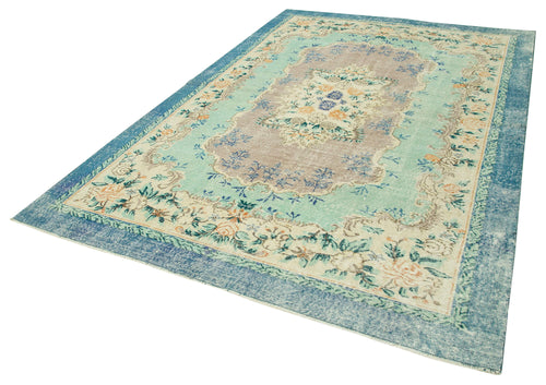 Kayseri Vintage Blue Vintage Cotton Wool Handmade Area Rug 7'0'' x 10'3''