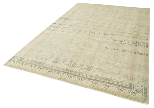 Kayseri Vintage Beige Vintage Cotton Wool Handmade Area Rug 6'7'' x 9'9''