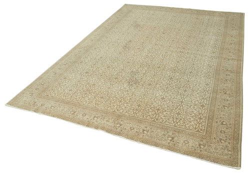Kayseri Vintage Beige Vintage Cotton Wool Handmade Area Rug 6'4'' x 9'4''
