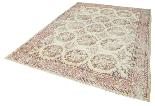 Kayseri Vintage Beige Vintage Cotton Wool Handmade Area Rug 6'11'' x 9'10''