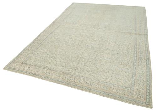 Kayseri Vintage Beige Vintage Cotton Wool Handmade Area Rug 6'4'' x 9'7''