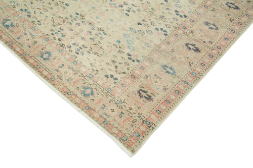 Kayseri Vintage Beige Vintage Cotton Wool Handmade Area Rug 6'7'' x 9'7''