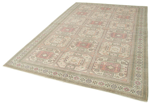 Kayseri Vintage Beige Vintage Cotton Wool Handmade Area Rug 6'6'' x 9'11''