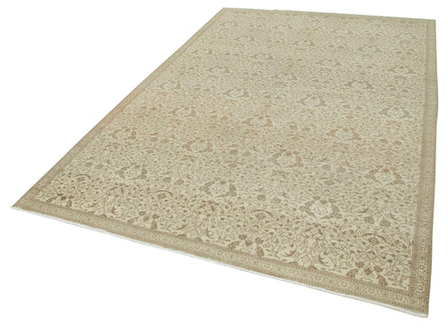 Kayseri Vintage Beige Vintage Cotton Wool Handmade Area Rug 6'3'' x 9'6''