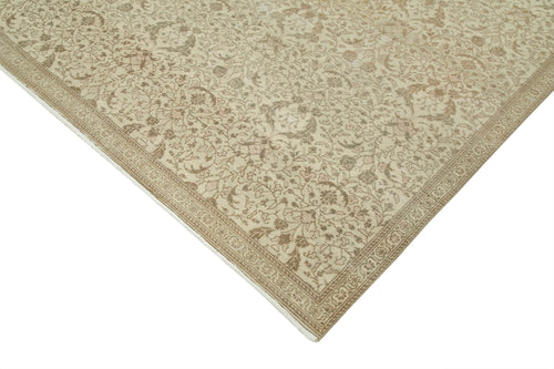 Kayseri Vintage Beige Vintage Cotton Wool Handmade Area Rug 6'3'' x 9'6''