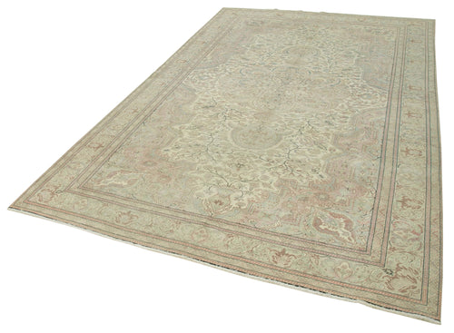 Kayseri Vintage Beige Vintage Cotton Wool Handmade Area Rug 6'5'' x 10'2''