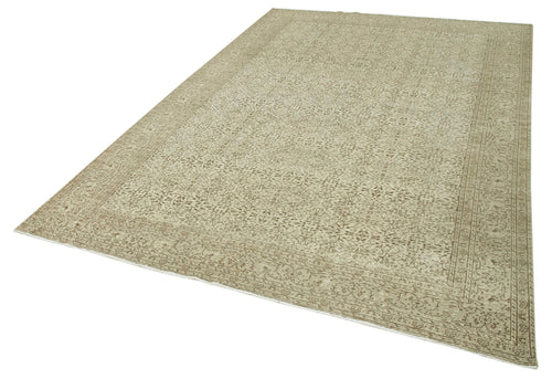 Kayseri Vintage Beige Vintage Cotton Wool Handmade Area Rug 6'6'' x 9'7''
