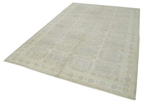Kayseri Vintage Beige Vintage Cotton Wool Handmade Area Rug 6'5'' x 9'6''