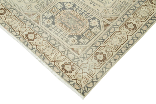 Kayseri Vintage Beige Vintage Cotton Wool Handmade Area Rug 6'5'' x 9'7''