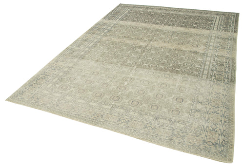 Kayseri Vintage Beige Vintage Cotton Wool Handmade Area Rug 6'5'' x 9'6''