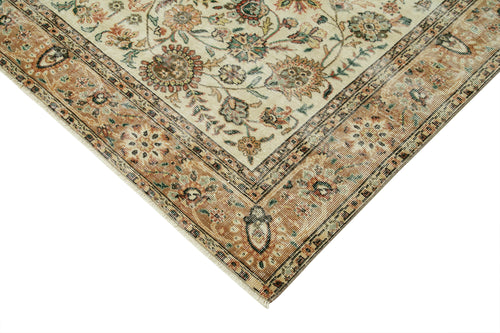 Kayseri Vintage Beige Vintage Cotton Wool Handmade Area Rug 6'3'' x 9'5''