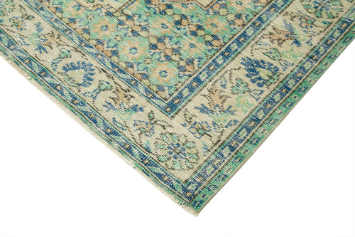 Handmade Area Rug - Vintage Cotton Wool Turkish Hand Knotted Beige Carpet 6'6''x10'2''