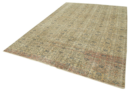 Kayseri Vintage Beige Vintage Cotton Wool Handmade Area Rug 7'1'' x 10'6''
