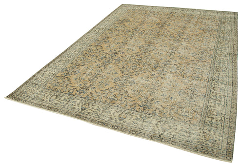 Kayseri Vintage Beige Vintage Cotton Wool Handmade Area Rug 6'9'' x 9'9''