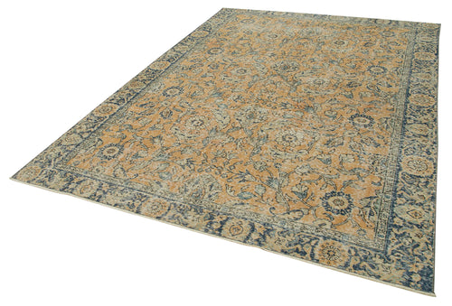 Kayseri Vintage Beige Vintage Cotton Wool Handmade Area Rug 7'0'' x 10'2''