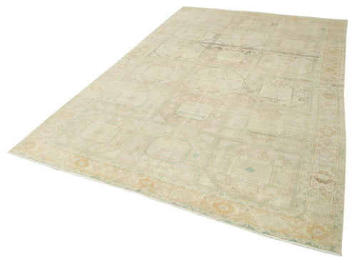 Kayseri Vintage Beige Vintage Cotton Wool Handmade Area Rug 6'5'' x 9'8''