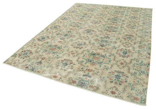 Kayseri Vintage Beige Vintage Cotton Wool Handmade Area Rug 6'8'' x 9'9''