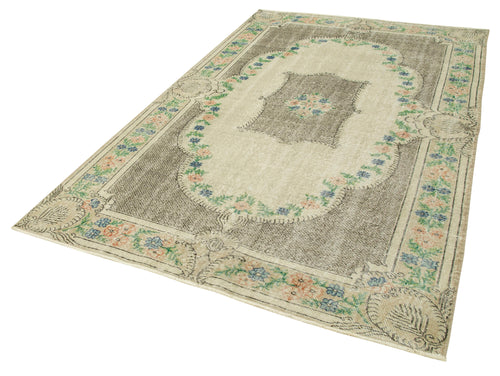 Kayseri Vintage Beige Vintage Cotton Wool Handmade Area Rug 5'6'' x 8'11''