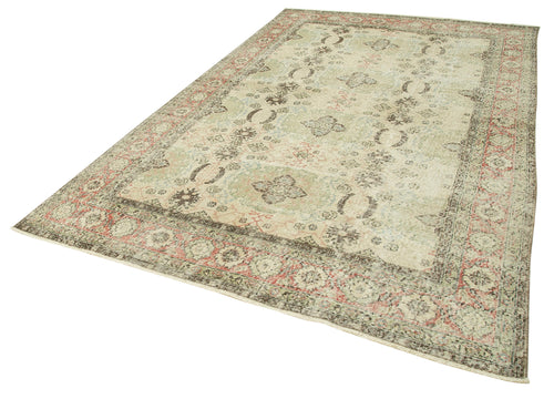 Kayseri Vintage Beige Vintage Cotton Wool Handmade Area Rug 6'5'' x 10'3''