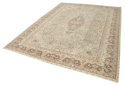 Kayseri Vintage Beige Vintage Cotton Wool Handmade Area Rug 7'1'' x 9'6''