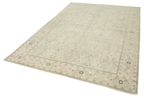 Kayseri Vintage Beige Vintage Cotton Wool Handmade Area Rug 6'5'' x 9'4''