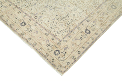Kayseri Vintage Beige Vintage Cotton Wool Handmade Area Rug 6'5'' x 9'4''