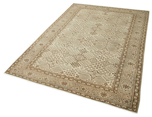 Kayseri Vintage Beige Vintage Cotton Wool Handmade Area Rug 4'9'' x 7'2''