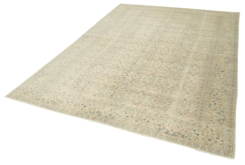 Kayseri Vintage Beige Vintage Cotton Wool Handmade Area Rug 6'7'' x 9'4''