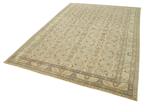 Kayseri Vintage Beige Vintage Cotton Wool Handmade Area Rug 6'5'' x 9'2''