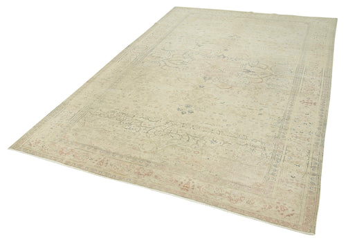 Kayseri Vintage Beige Vintage Cotton Wool Handmade Area Rug 6'3'' x 9'10''