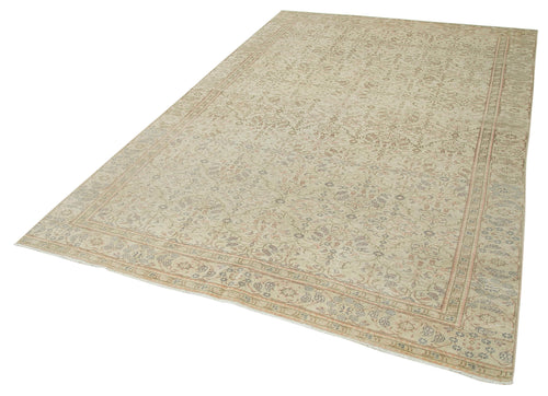 Kayseri Vintage Beige Vintage Cotton Wool Handmade Area Rug 6'0'' x 9'5''