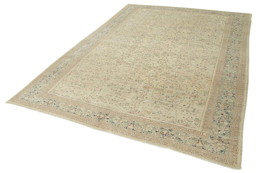 Kayseri Vintage Beige Vintage Cotton Wool Handmade Area Rug 6'6'' x 9'2''
