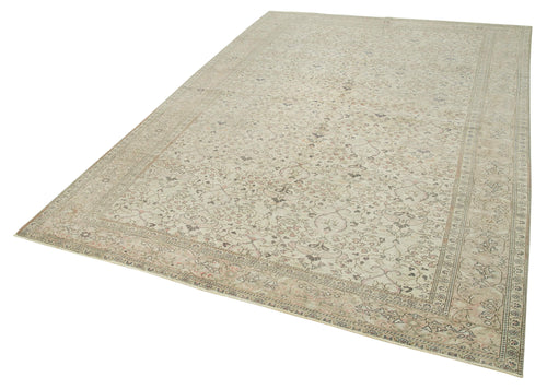 Kayseri Vintage Beige Vintage Cotton Wool Handmade Area Rug 6'6'' x 9'3''