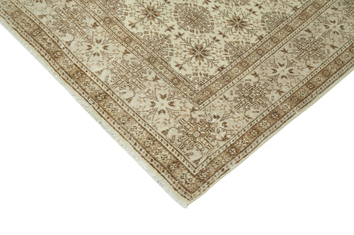 Kayseri Vintage Beige Vintage Cotton Wool Handmade Area Rug 6'5'' x 9'9''