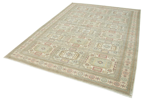 Kayseri Vintage Beige Vintage Cotton Wool Handmade Area Rug 6'6'' x 9'4''