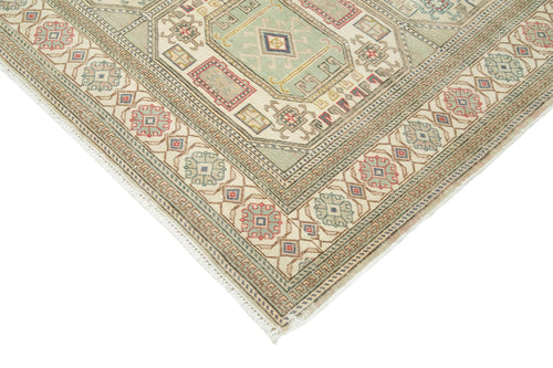 Kayseri Vintage Beige Vintage Cotton Wool Handmade Area Rug 6'6'' x 9'4''