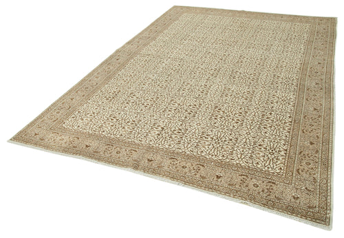 Kayseri Vintage Beige Vintage Cotton Wool Handmade Area Rug 6'6'' x 9'3''
