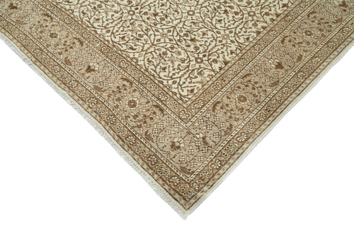 Kayseri Vintage Beige Vintage Cotton Wool Handmade Area Rug 6'6'' x 9'3''