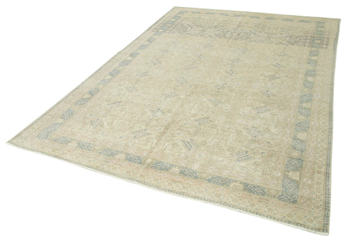 Kayseri Vintage Beige Vintage Cotton Wool Handmade Area Rug 6'4'' x 9'5''