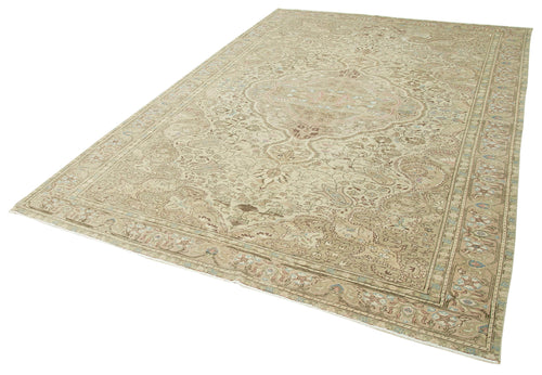 Kayseri Vintage Beige Vintage Cotton Wool Handmade Area Rug 6'6'' x 9'4''
