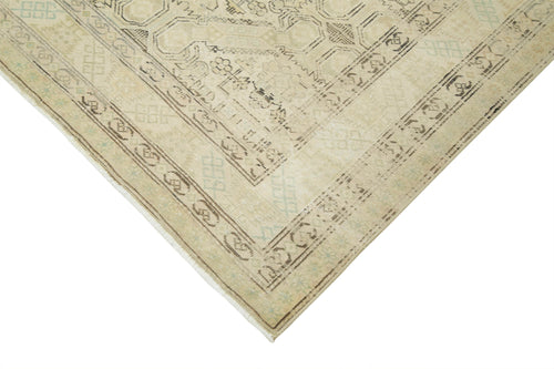 Kayseri Vintage Beige Vintage Cotton Wool Handmade Area Rug 6'5'' x 9'6''