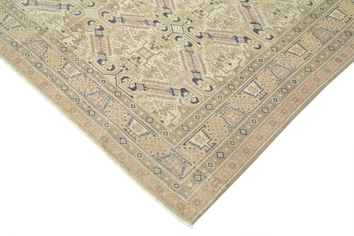 Kayseri Vintage Beige Vintage Cotton Wool Handmade Area Rug 6'7'' x 9'9''
