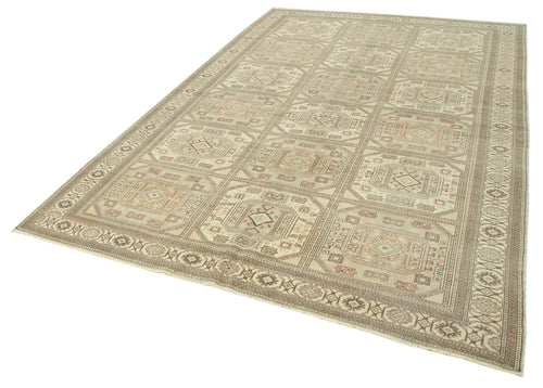 Kayseri Vintage Beige Vintage Cotton Wool Handmade Area Rug 6'7'' x 10'0''