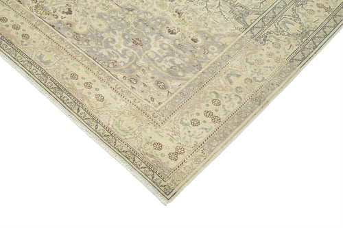 Kayseri Vintage Beige Vintage Cotton Wool Handmade Area Rug 6'7'' x 9'7''