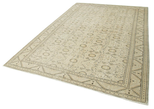 Kayseri Vintage Beige Vintage Cotton Wool Handmade Area Rug 6'6'' x 9'8''