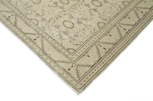 Kayseri Vintage Beige Vintage Cotton Wool Handmade Area Rug 6'6'' x 9'8''