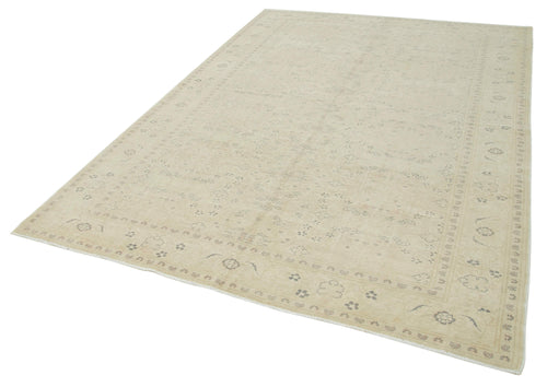 Kayseri Vintage Beige Vintage Cotton Wool Handmade Area Rug 6'7'' x 9'7''